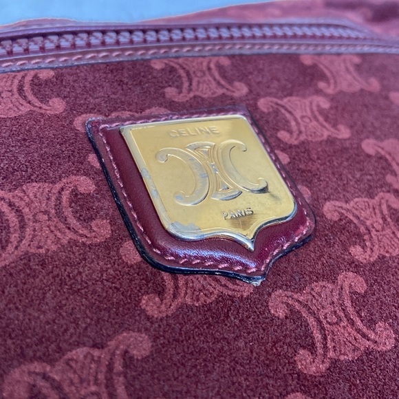 Celine Wine Suede Logo Crossbody - Picture 3 of 17